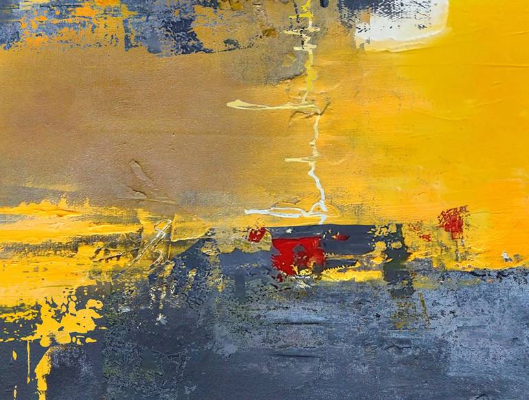 All You Office Yellow Abstract Canvas Artwork ES7JJ wall art
